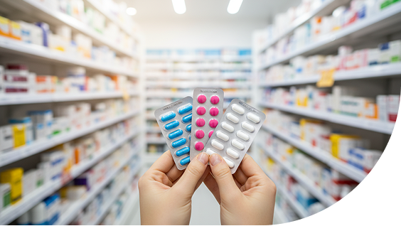 Medicamentos em prateleira